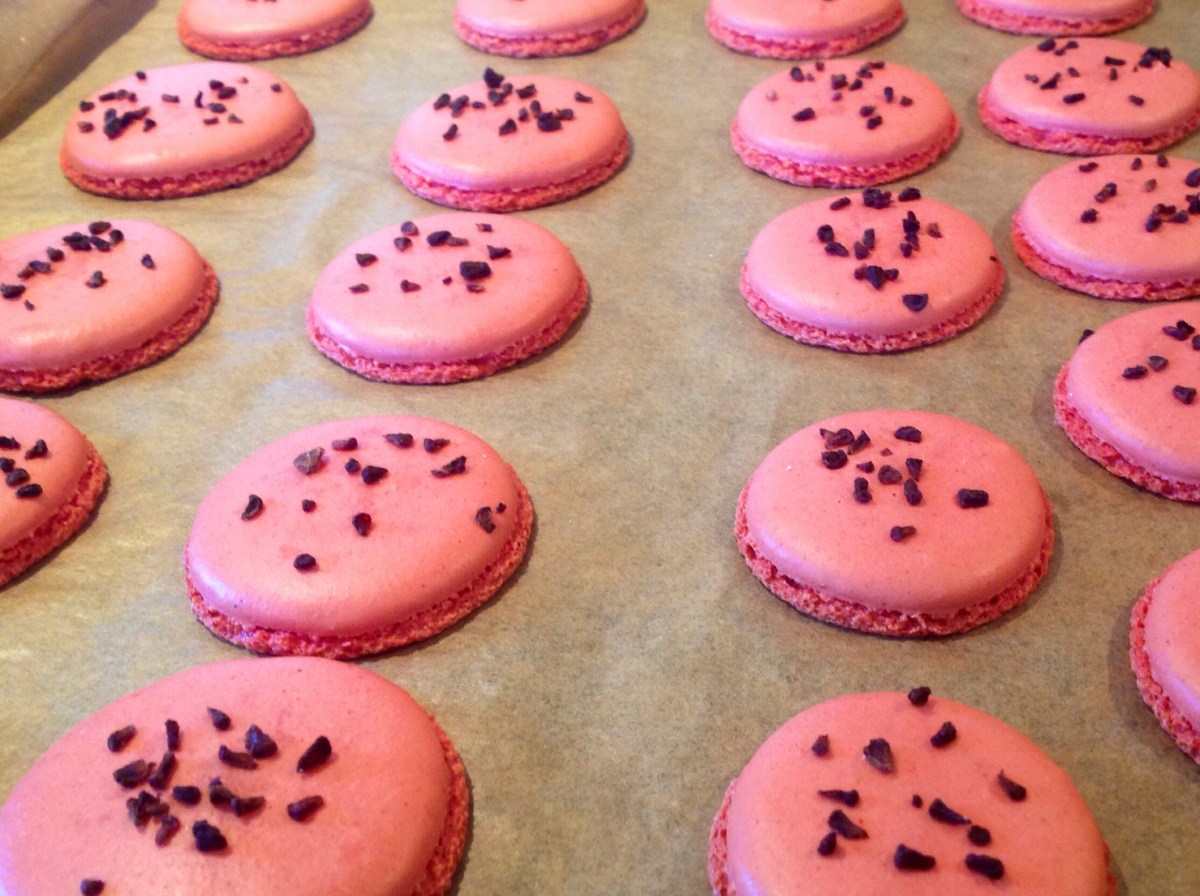 Vegan raspberry macarons
