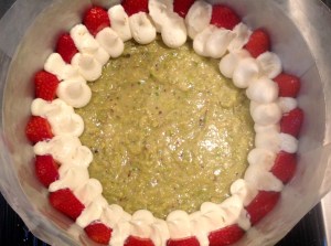 Spoon or pipe a little crème mousseline to fill in gaps