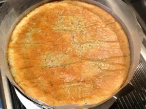 Lay sponge firmly over the crème mousseline