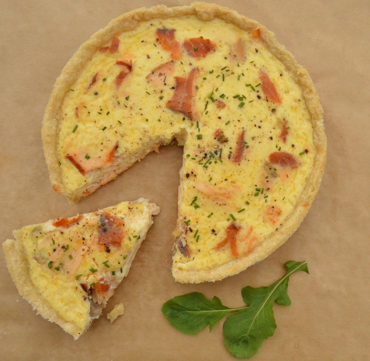 Hot-smoked salmon & horseradish tart&nbsp;(low-fat)