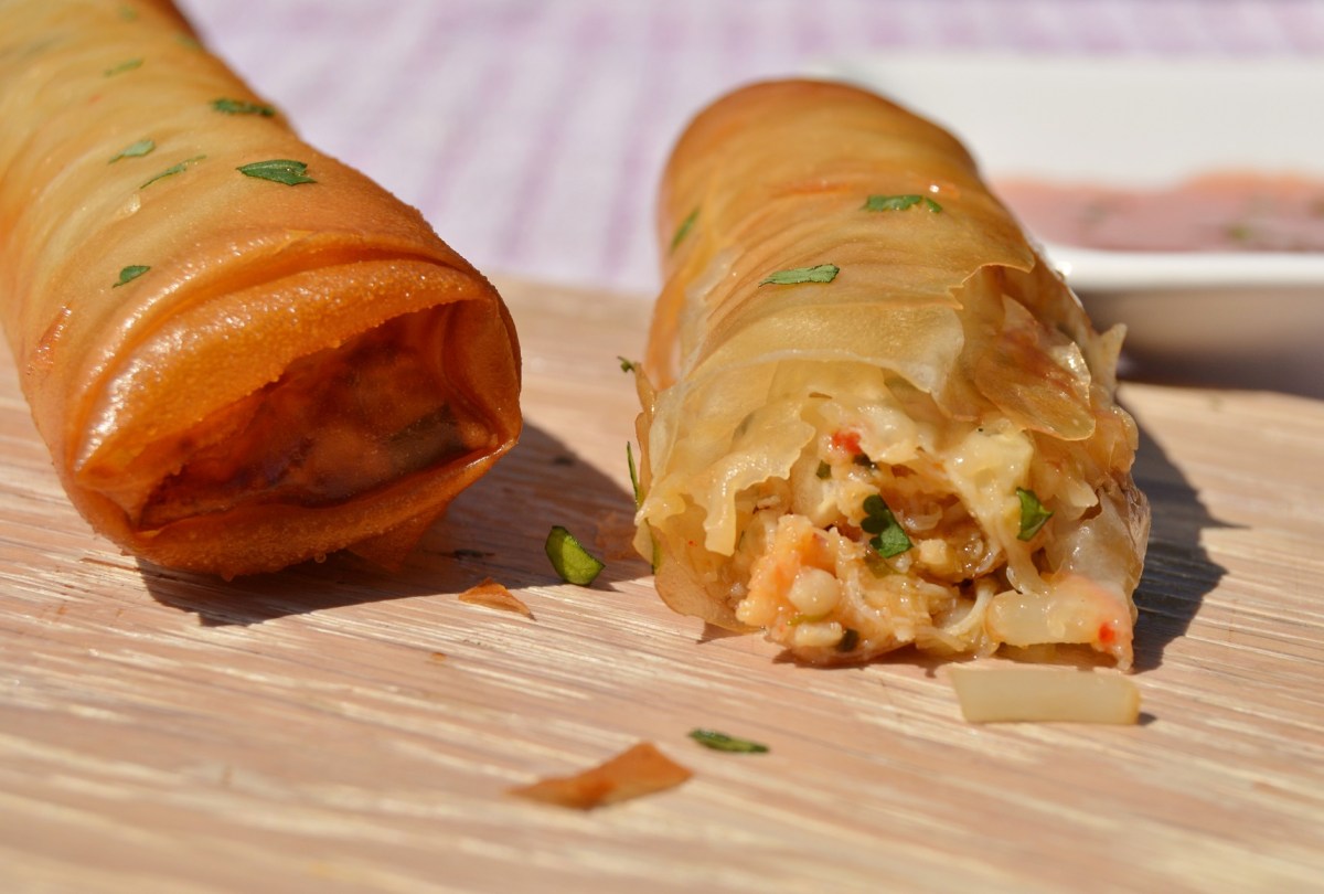 Spiced prawn and crab spring&nbsp;rolls