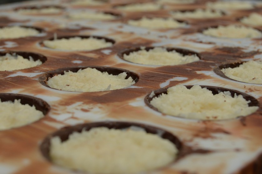 200g condensed milk with 300g desiccated coconut. Perhaps with a little vanilla bean paste and splash of rum.