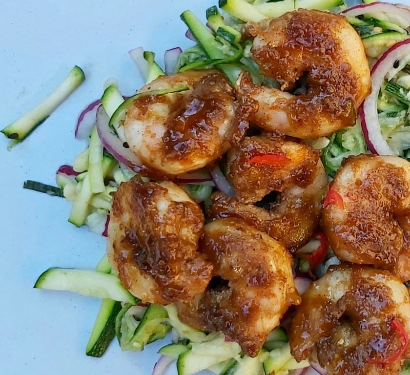 Salad, prawns, courgette, zucchini, homegrown, summer, cooking, recipe, foodie, food, Philip friend, philipfriend