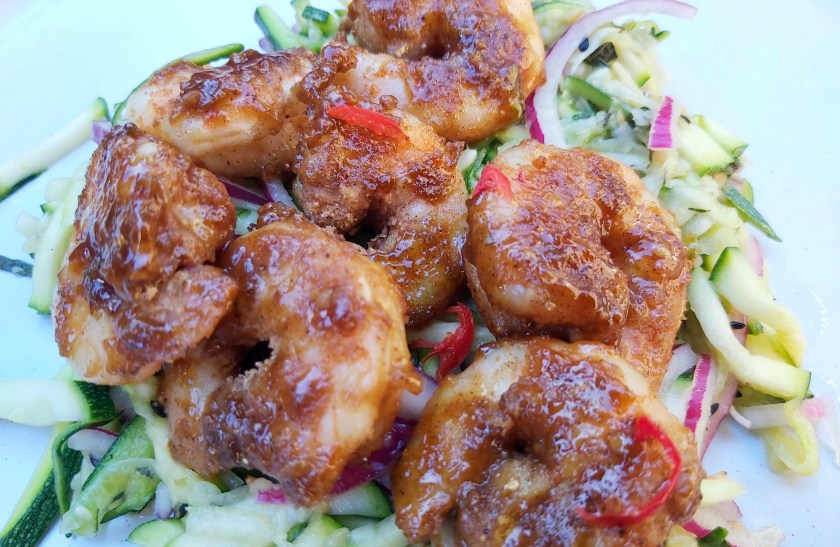 Salad, prawns, courgette, zucchini, homegrown, summer, cooking, recipe, foodie, food, Philip friend, philipfriend