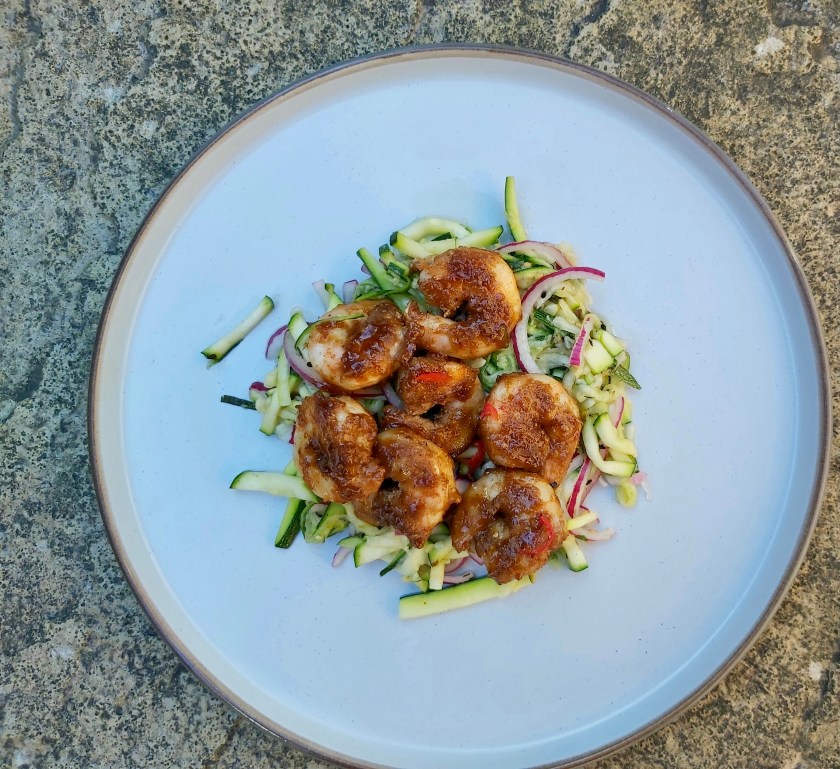 Salad, prawns, courgette, zucchini, homegrown, summer, cooking, recipe, foodie, food, Philip friend, philipfriend