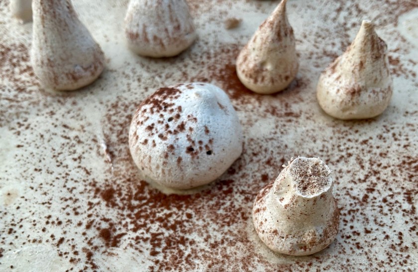 Mocha, coffee, chocolate, meringue, mushrooms, mushroom, cake, baking, decorating, cake decorating, food, foodie, recipe, cooking