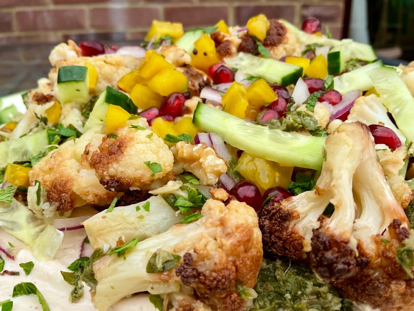 Summer, bbq, salad, vegetarian, cauliflower, tahini, sesame, healthy, delicious, food, foodie, uk, Surrey