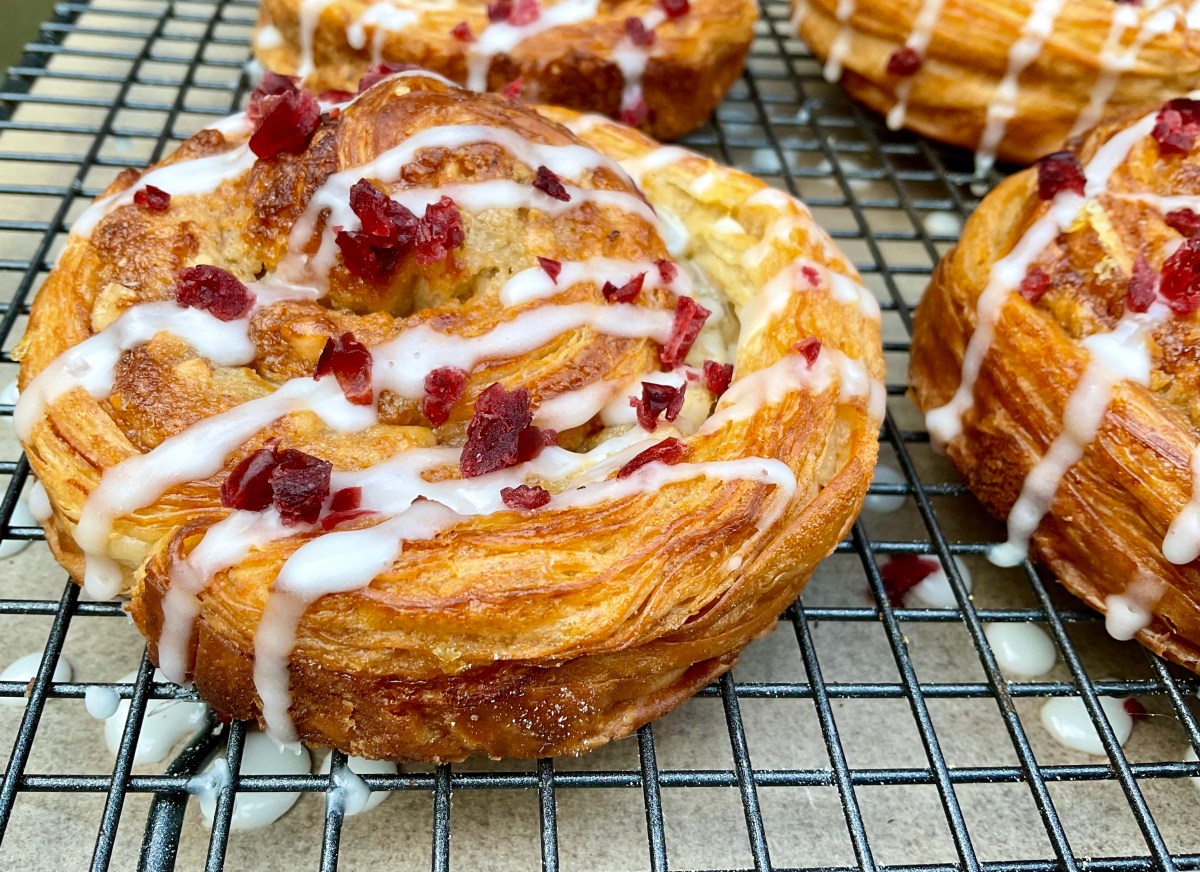 Flaky almond, yuzu & cranberry&nbsp;whirls